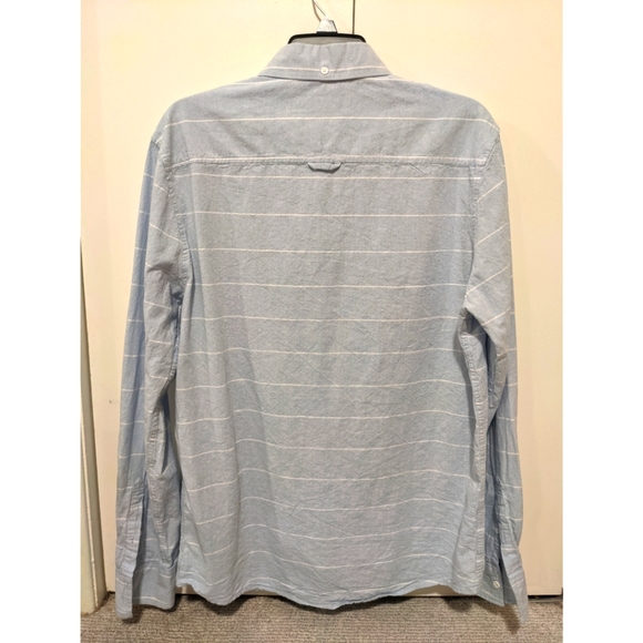 Sky Gray Blue Long Sleeve Buttondown with White Stripes Men's Medium - Picture 3 of 4